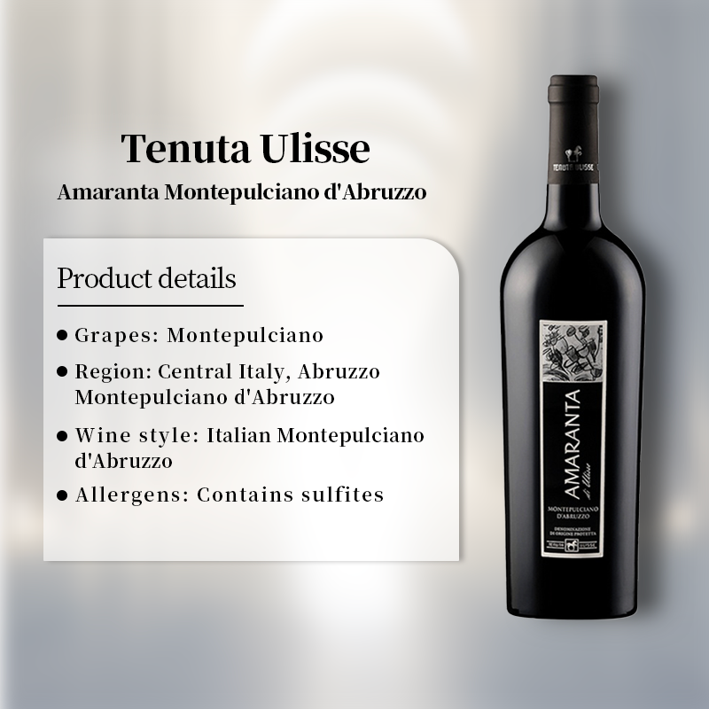 Tenuta Ulisse Amaranta Montepulciano d'Abruzzo 2018 750ml 14%·Italy Abruzzo·Montepulciano·Red Wine