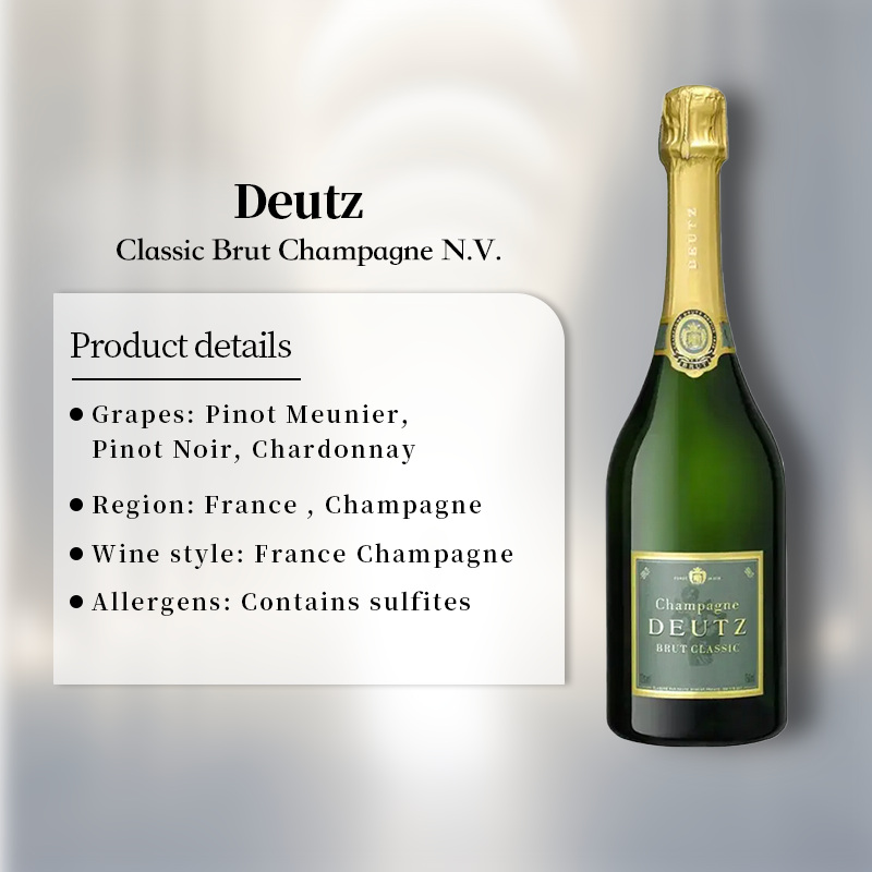 Deutz Classic Brut Champagne N.V. 750ml 12%·France Champagne·Pinot Meunier & Pinot Noir & Chardonnay·Champagne