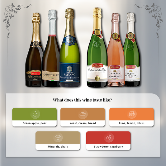 [6 Bottles] French Cremant Sparkling Wine Drinking Set 750ml per Bottle 12%·France·Sparkling Wine