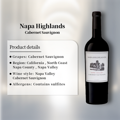 Napa Highlands Cabernet Sauvignon 2020 750ml 14.5%·United States California·Cabernet Sauvignon·Red Wine