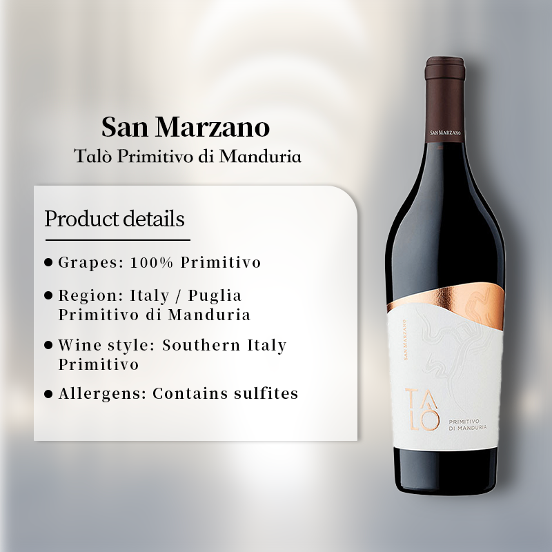 San Marzano Talo Primitivo di Manduria 2020 750ml 14%·Southern Italy Puglia·Primitivo·Red Wine