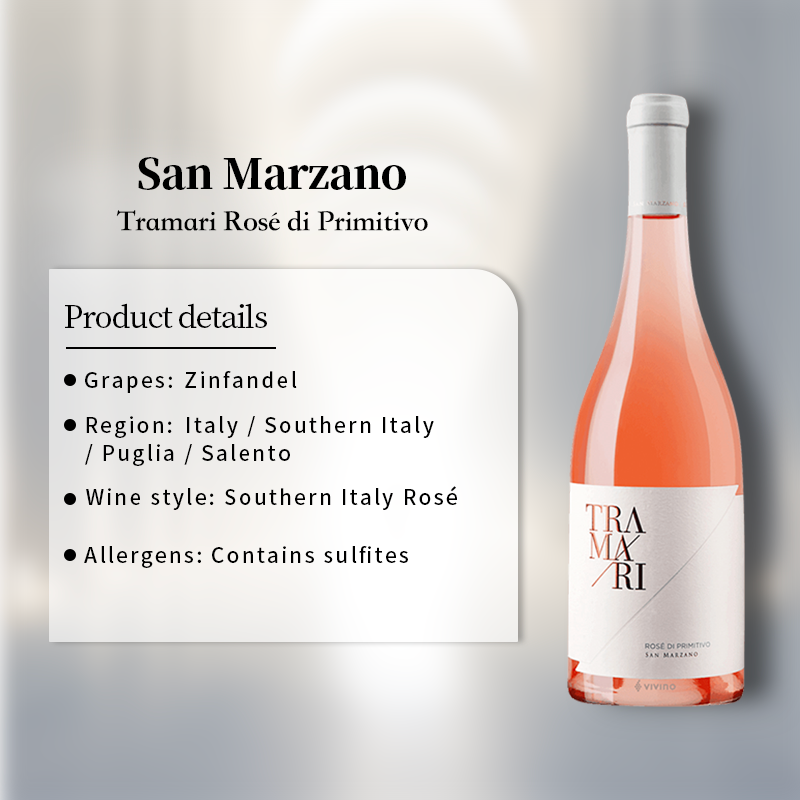 San Marzano Tramari Rose di Primitivo 2022 750ml 13%·Italy·Zinfandel·Rose Wine