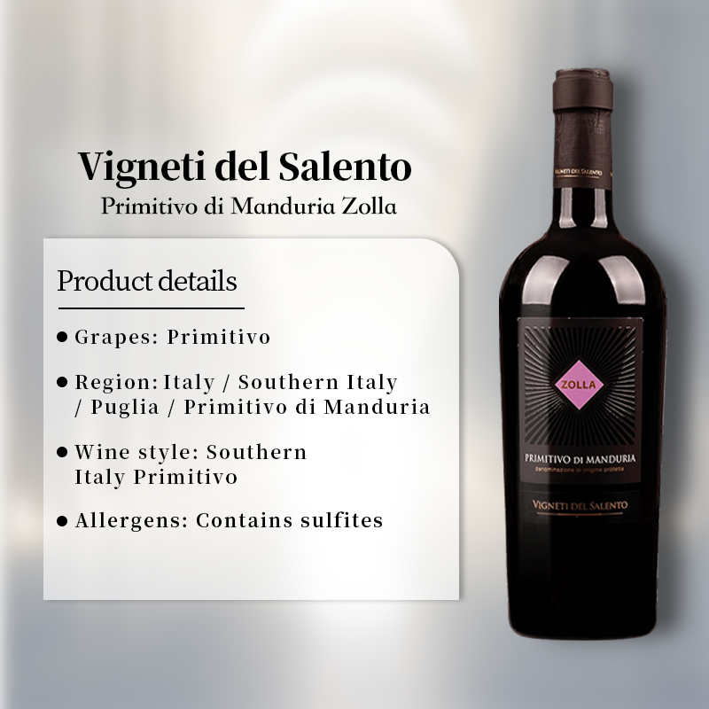 Vigneti del Salento Primitivo di Manduria Zolla 2021 Italy Red Wine 750ml 14%