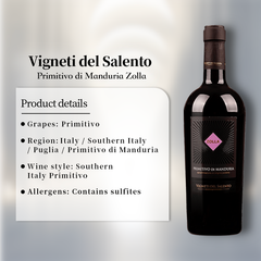 Vigneti del Salento Primitivo di Manduria Zolla 2021 Italy Red Wine 750ml 14%